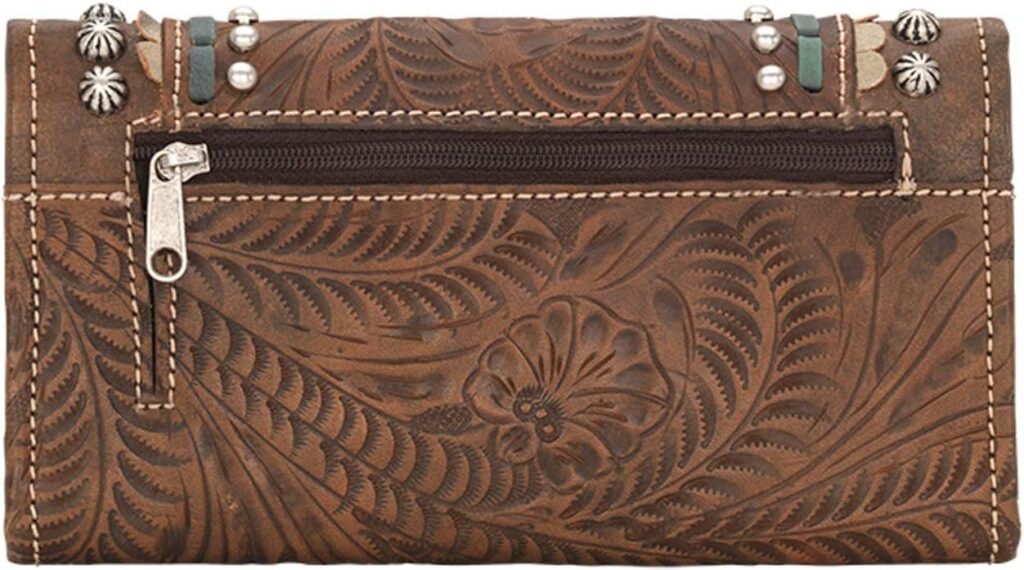 American West Womens Saddle Ridge Tri-Fold Leather Wallet