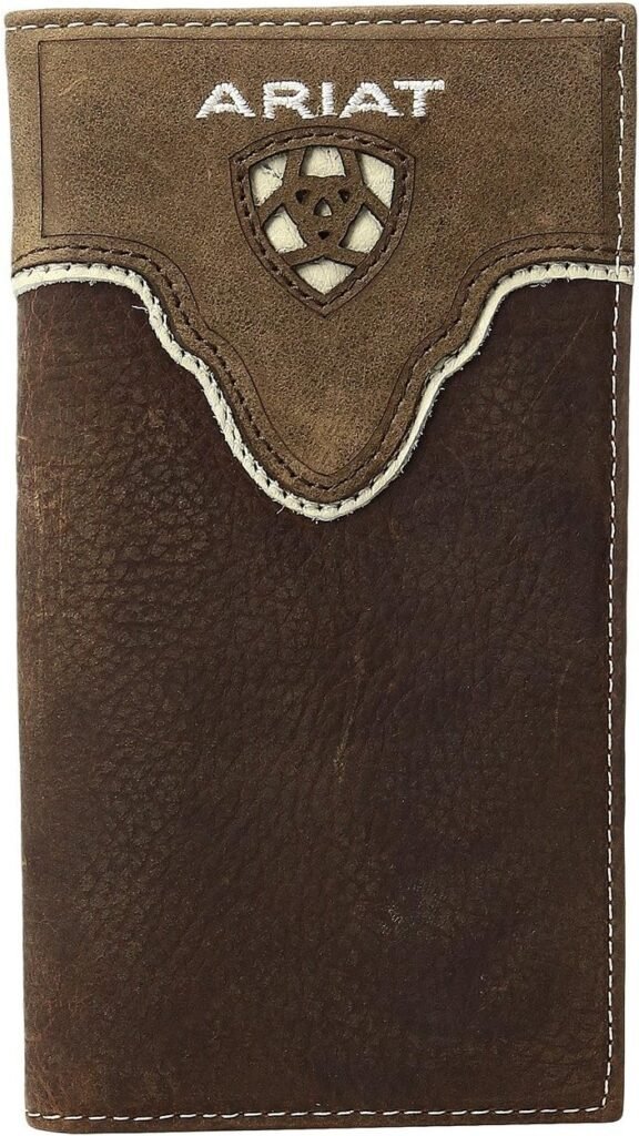 Ariat Mens Distressed Shield Inlay Rodeo Western Wallet
