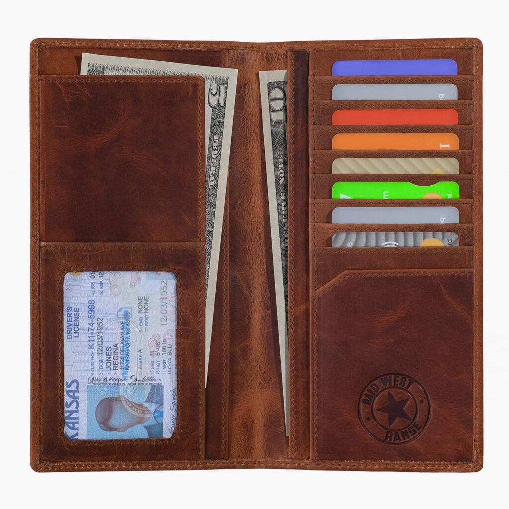 ‘The Patriot’ US Flag Rodeo Wallet. Distressed Leather ‘IN GOD WE TRUST’. Gift Wallet for the True Patriot - Father, Husband, Boyfriend or Son (Vintage Brown)
