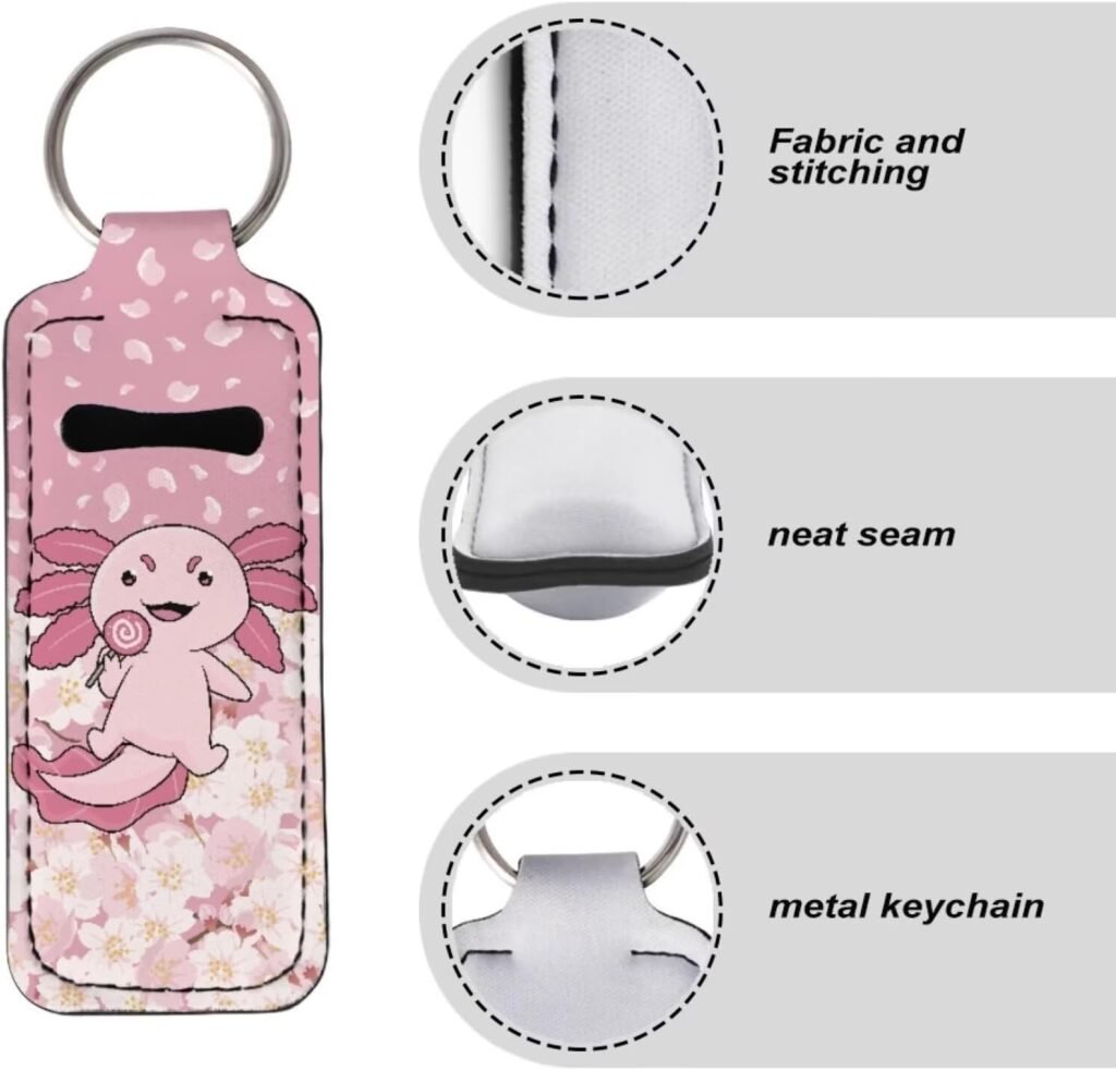 Chapstick Holder Keychain Lip Balm Sleeves Keyring 1 Packs Set Travel Accessories for Women Girls