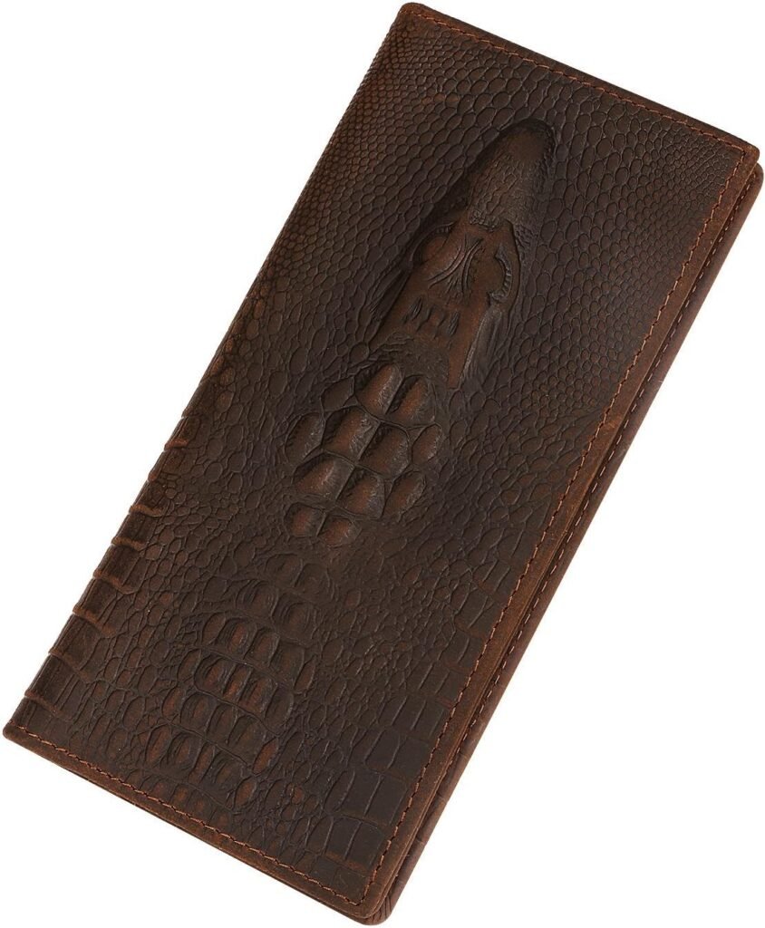 Kattee Mens Vintage Genuine Leather Long Wallet for Checkbook Credit Cards