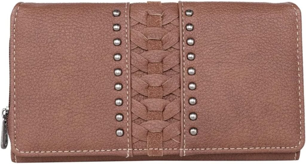 Montana West Womens Leather Wallet Clutch Western Bling Embroidery Embossed Tooled Horse Saddle Design(Grey Tooled Embroidered)