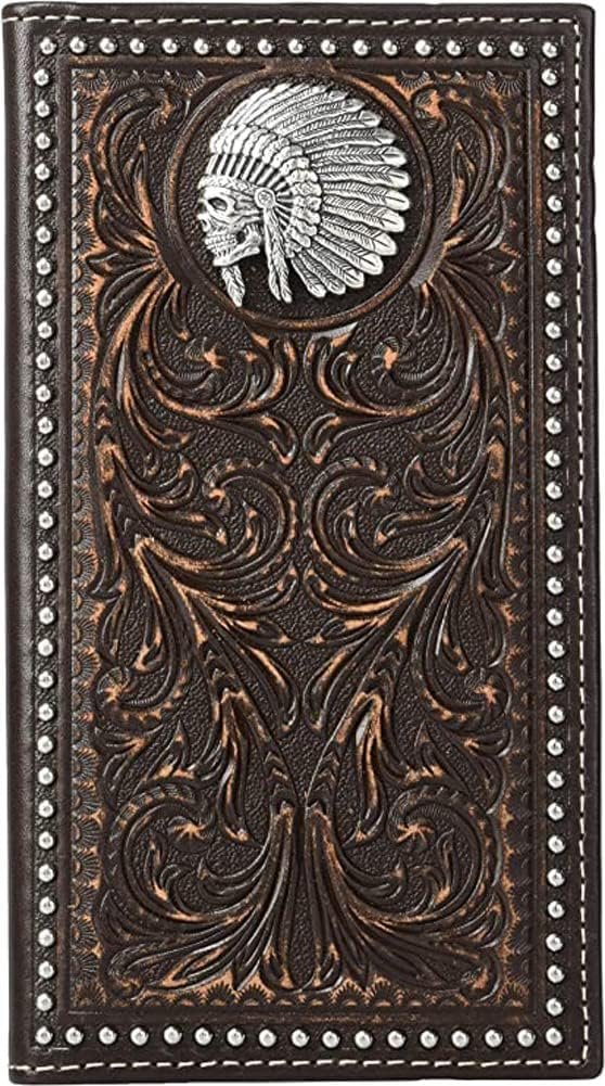 ARIAT Unisex-Adults Scroll Embosed Head Dress Rodeo Wallet, Brown