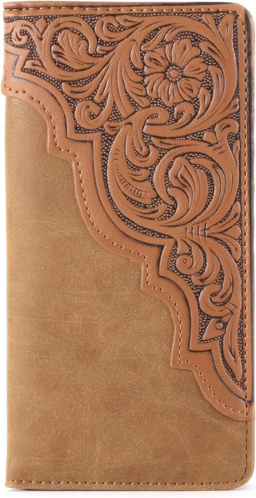 Montana West Mens Wallet Long Bifold Western Wallet Extra Capacity with Multiple Card Slots MW-613BR