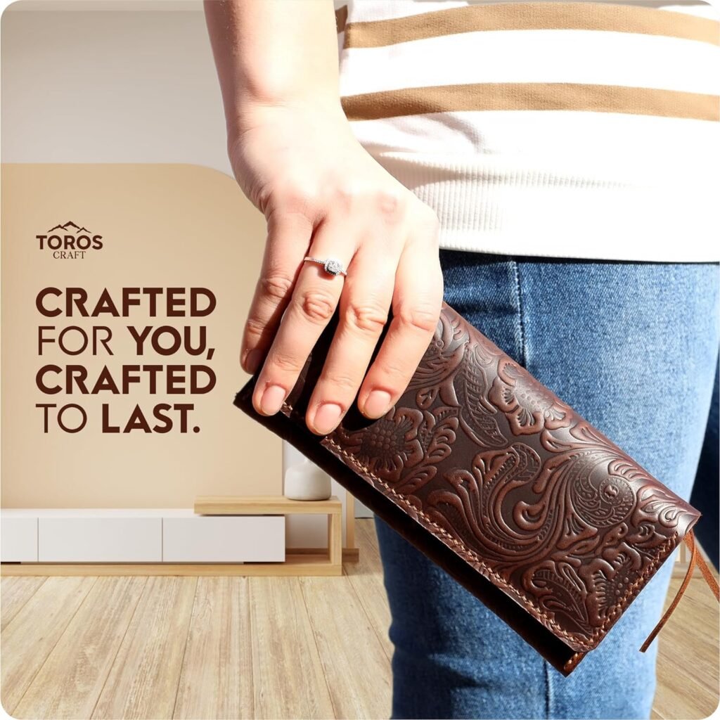 Toros Craft Handmade Western Wallets for Women, Genuine Tooled Leather  Long Credit Card Holder, Cowhide Slim Cell Phone Case, Large Capacity, Cute Clutch  Purse  Handbag