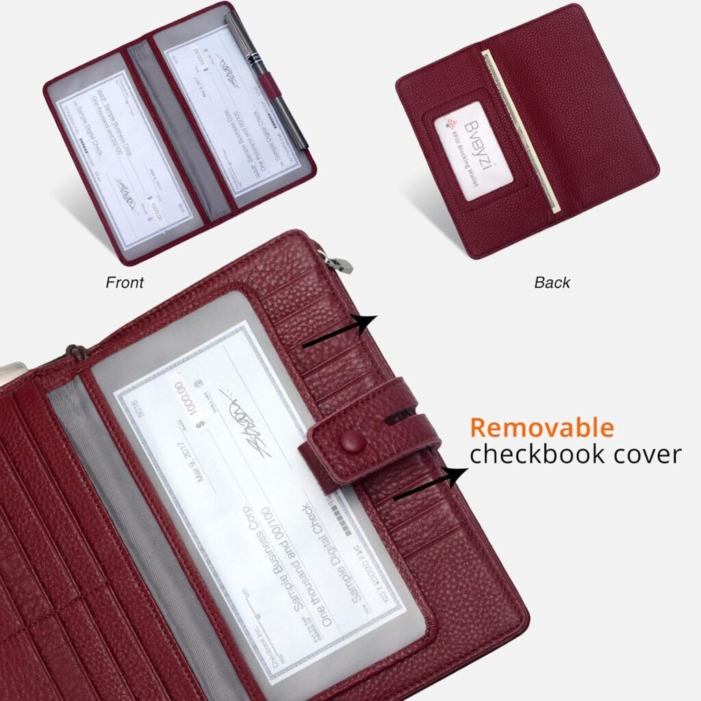 Womens Big Fat Rfid Leather Wristlet Wallet Organizer Large Phone Checkbook Holder with Zipper Pocket
