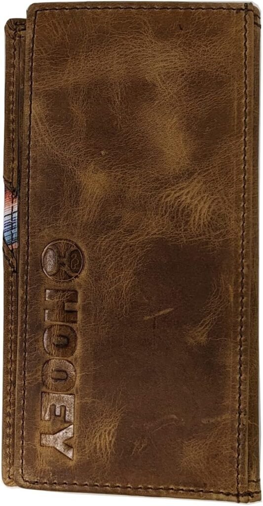 HOOEY Leather Mens Western Rodeo Wallet (Aztec Embossed - Brown)