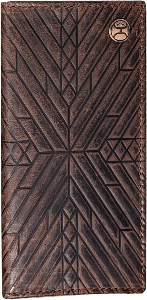 HOOEY Leather Mens Western Rodeo Wallet (Aztec Embossed - Brown)