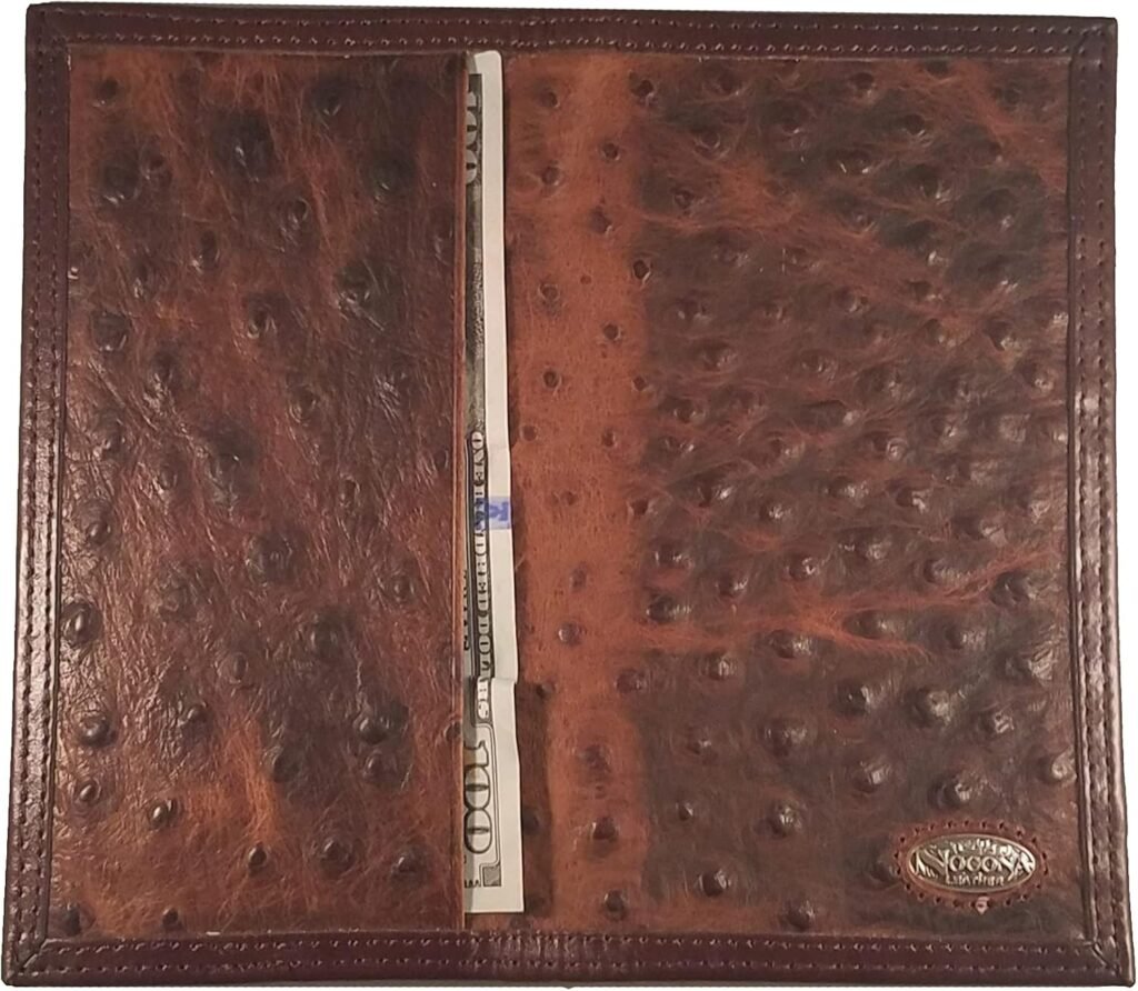 Custom U. S. Dont Tread On Me Nocona Dark Ostrich Print Long Wallet