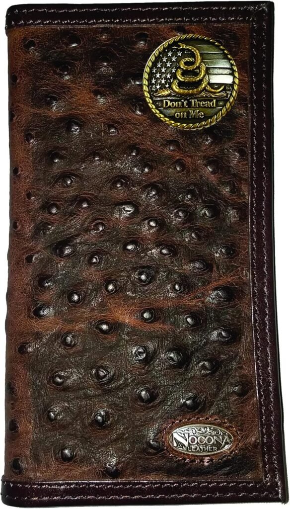 Custom U. S. Dont Tread On Me Nocona Dark Ostrich Print Long Wallet